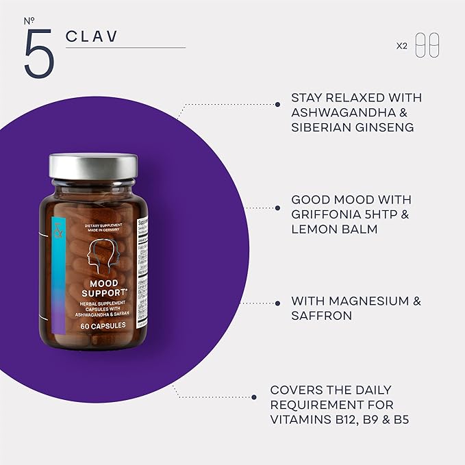 CLAV N°5 Mood Support Supplement 5-HTP Griffonia 60 Capsules