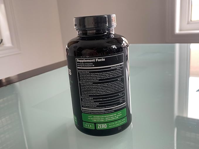 NutraChamps Organic Super Greens Capsules - Alfalfa, Spirulina, Chlorella & More - Antioxidant, Digestive Enzyme & Probiotic Blends - 150 Green Superfood Capsules