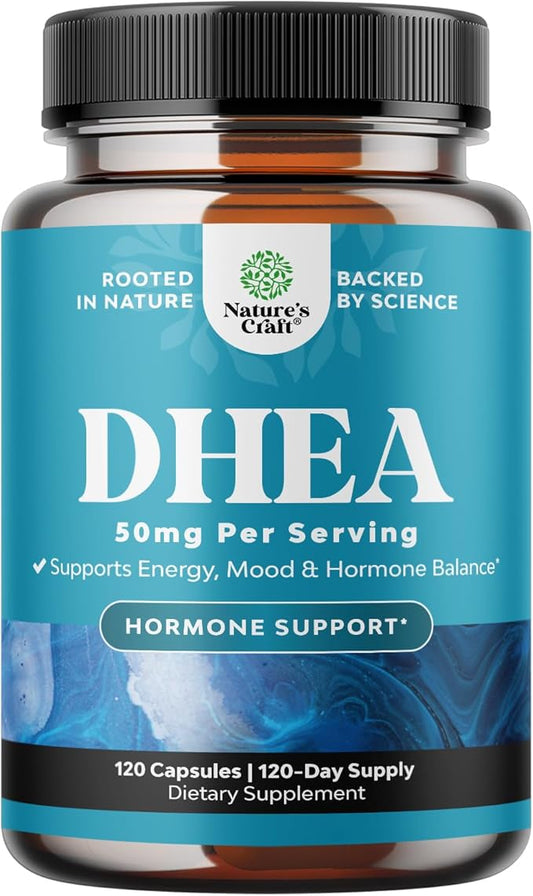 DHEA 50mg for Men and Women - High Strength DHEA Supplement for Women & Men Enhanced Energy and Hormone Balance & - Women's Hormone Balance Supplement (4 Month Supply)