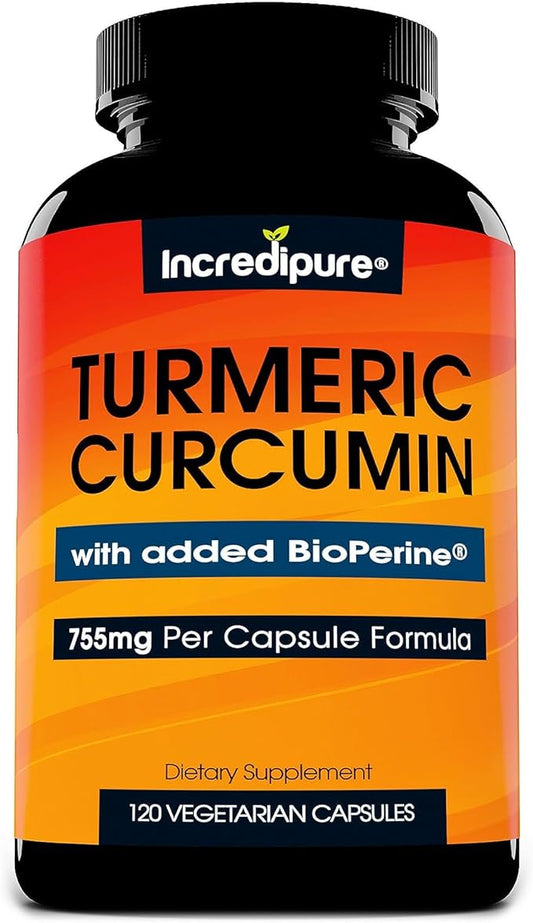 Turmeric Curcumin Supplement w/ BioPerine 755mg Per 120 Veggie