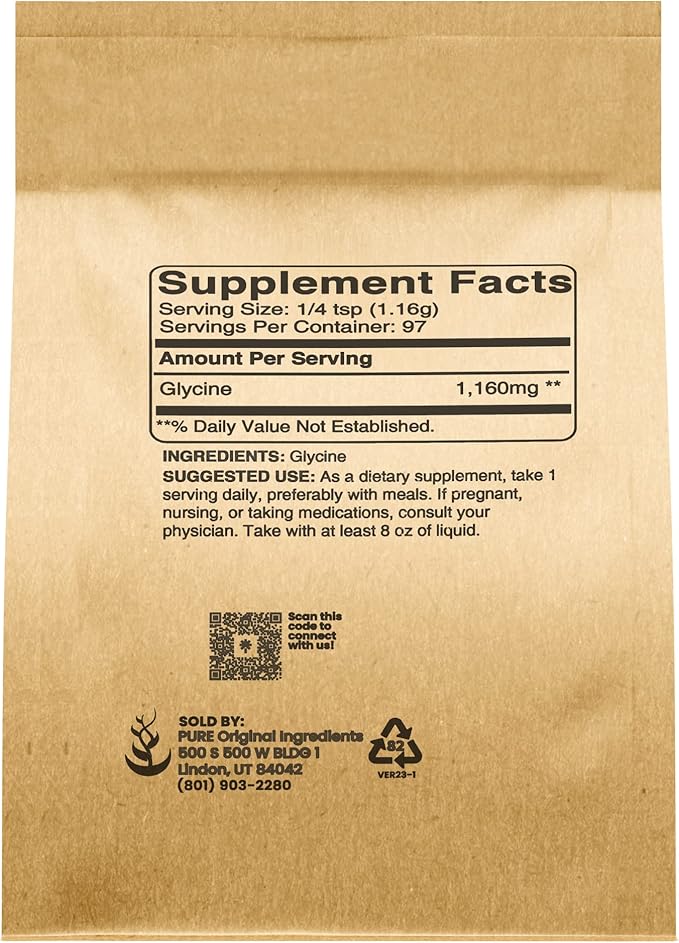 PURE ORIGINAL INGREDIENTS Glycine Powder (4oz)