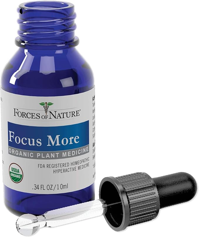 Forces of Nature Focus Supplement, Focus More Homeopathic Medicine, 0.34 Fl Oz, Nootropics Brain Support Supplement, Helps Memory & Concentration
