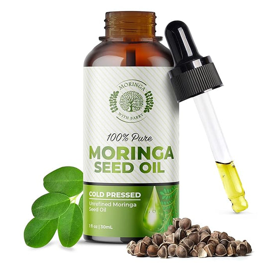 Moringa Seed Oil – 100% Pure, Cold-Pressed & Virgin, Unrefined Non-GMO Vegan Oil, Ultra-Hydrating Moisturizer for Dry Skin, Damaged Hair & Body, Anti-Aging, Ideal Carrier Oil