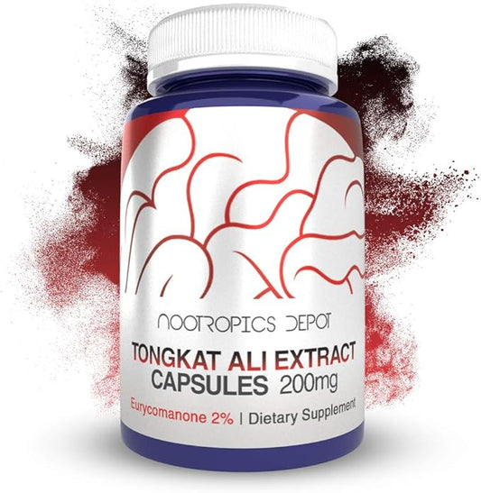Nootropics Depot Tongkat Ali Extract Capsules 200mg | 120 Count 2% Eurycomanone