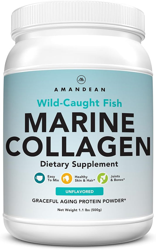 AMANDEAN Premium Anti-Aging Marine Collagen Peptides 500g Wild-Caught 1 & 3 Collagen 18 Amino