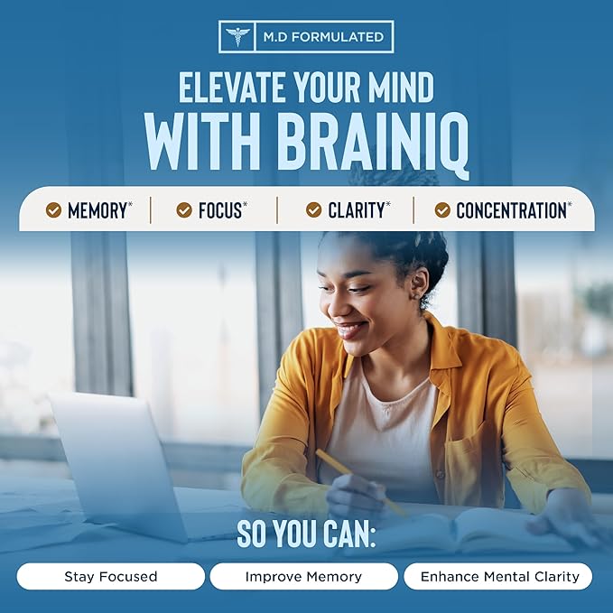 BrainIQ Nootropic Brain Supplements for Memory 60 Capsules