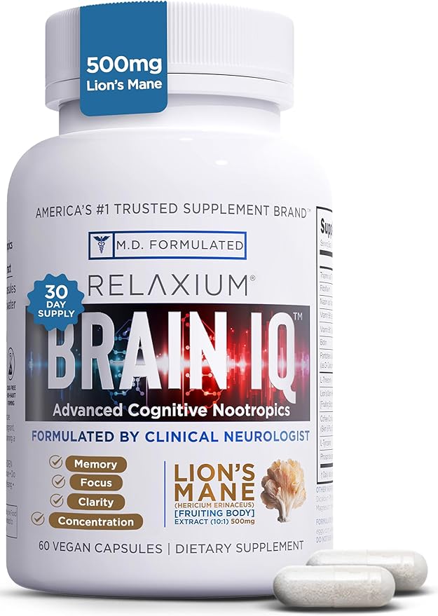 BrainIQ Nootropic Brain Supplements for Memory 60 Capsules
