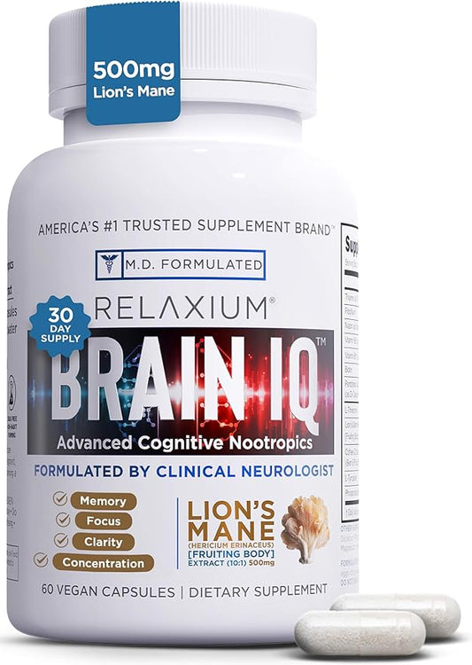 BrainIQ Nootropic Brain Supplements for Memory 60 Capsules