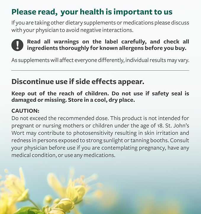 St. John's Wort 120 Capsules 900mcg Hypericin 500mg Per