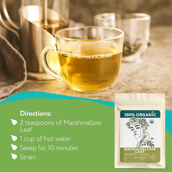 Marshmallow Leaf Tea Loose (4 oz.) - Marshmallow Tea Organic (Hoja de Malvavisco) - Marshmellow Leaf Herb for Throat and Stomach Coat - Soothe Digestive Discomfort - Respiratory Health