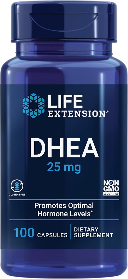 Life Extension DHEA 25 mg – Supplement for Hormone Balance, Immune Support, Sexual Health, Bone & Cardiovascular Health and Anti-Aging and Mood Support – Gluten-Free, Non-GMO – 100 Capsules