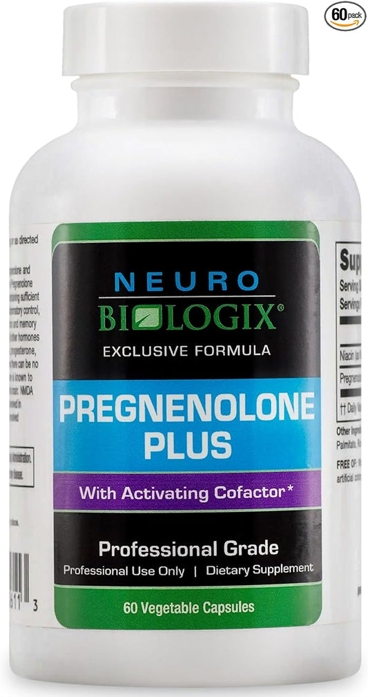 Pregnenolone Plus - Optimal Pregnenolone Supplement for Women to Support Energy, Mood & Mental Clarity - Promotes Mitochondrial Function & Hormone Balance with Niacinamide – 60 Vegetable Capsules