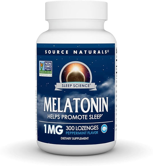 Source Naturals Melatonin Helps Promote Sleep* 1 mg 300 Peppermint