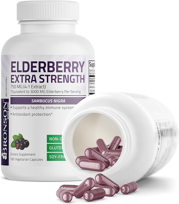 Bronson Elderberry Extra Strength, Supports Healthy 180 Vegetarian