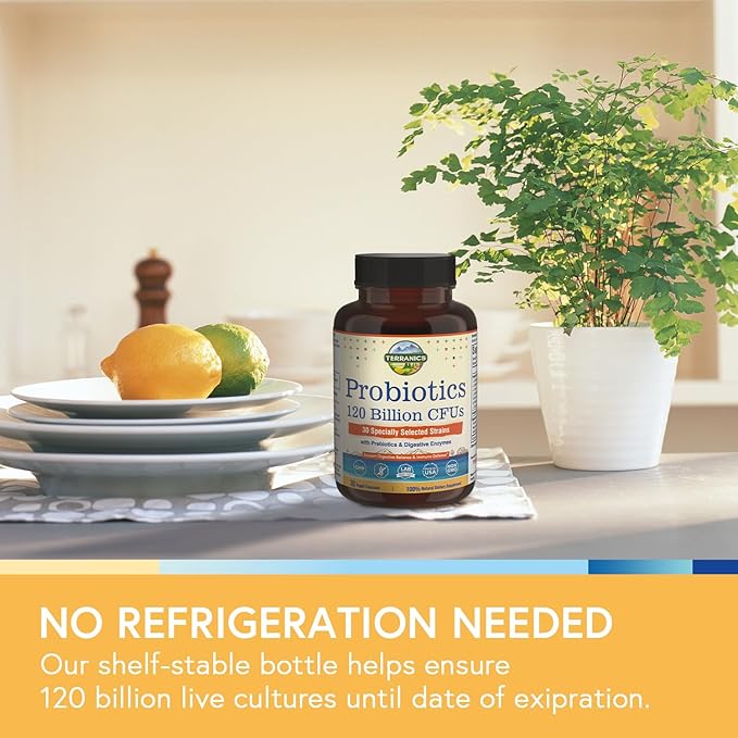 Terranics Probiotics 120 Billion with Prebiotics 30 Tested 30 Veggie