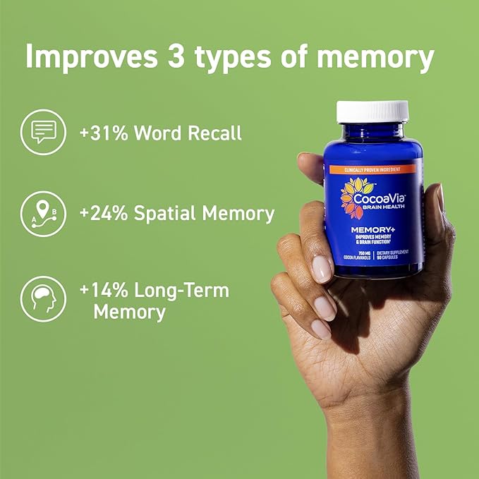 CocoaVia Memory+ Brain Supplement, 90 Day, 750 mg 270 Capsules