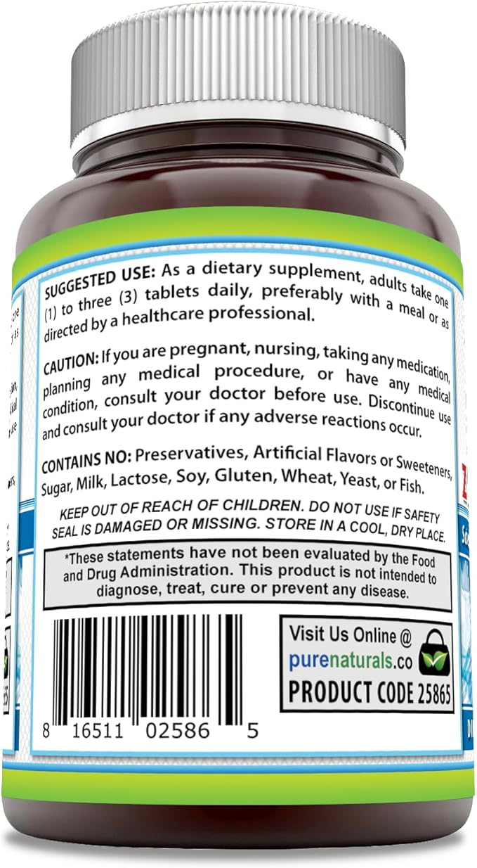 Pure Naturals Calcium Magnesium Zinc Vitamin D3 Supplement 1000mg, Magnesium 400mg, Zinc 25mg, Vitamin D3 600 600 IU (150 Tablets)