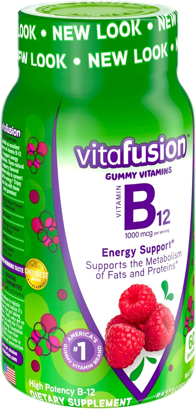 Vitafusion B12 Gummy Vitamins, Delicious Raspberry 60ct (30 (30 Day