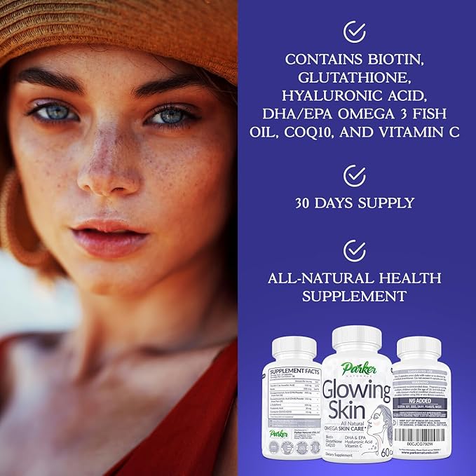 Glowing Skin Supplement 3 Fish CoQ10, Vitamin 60 Caps