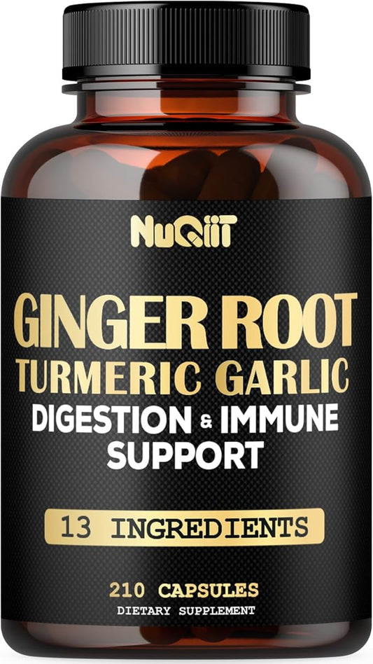 Ginger Supplements Capsules with Turmeric Curcumin, 210 Capsules 1000mg