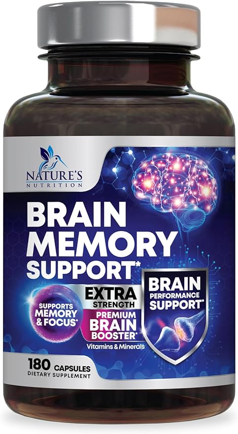 Brain Supplements for Memory and Focus - 40 Nootropics & Vitamins to Support Mental Alertness, Clarity & Concentration, Brain Health Cognitive Memory Pills, B6, B12, Phosphatidylserine - 180 Capsules