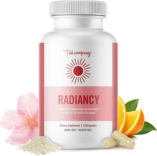 BB Company Radiancy | Vaginal Probiotics for Vaginal Dryness, pH Balance | Fights Itch, Odor | Anti-Aging | Hyaluronic Acid, Probiotics, Vitamin C, Multi Collagen | 120 Ct