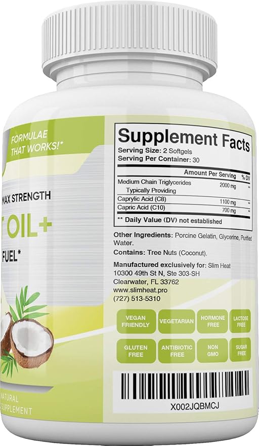 Keto MCT Oil Capsules with C8 & C10 - Fast Acting Ketosis Brain & Body Fuel for Women and Men - All Natural, Non-GMO, Made in USA - 30 Day Supply