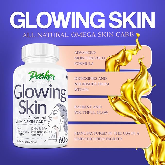 Glowing Skin Supplement 3 Fish CoQ10, Vitamin 60 Caps