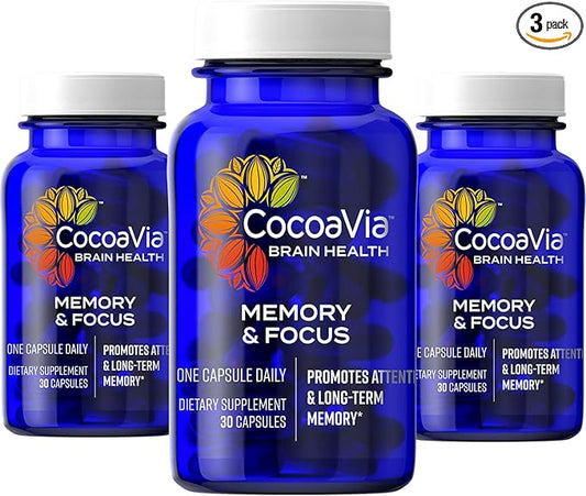 CocoaVia Memory & Focus Brain Supplement, 90 Day, 90 Capsules