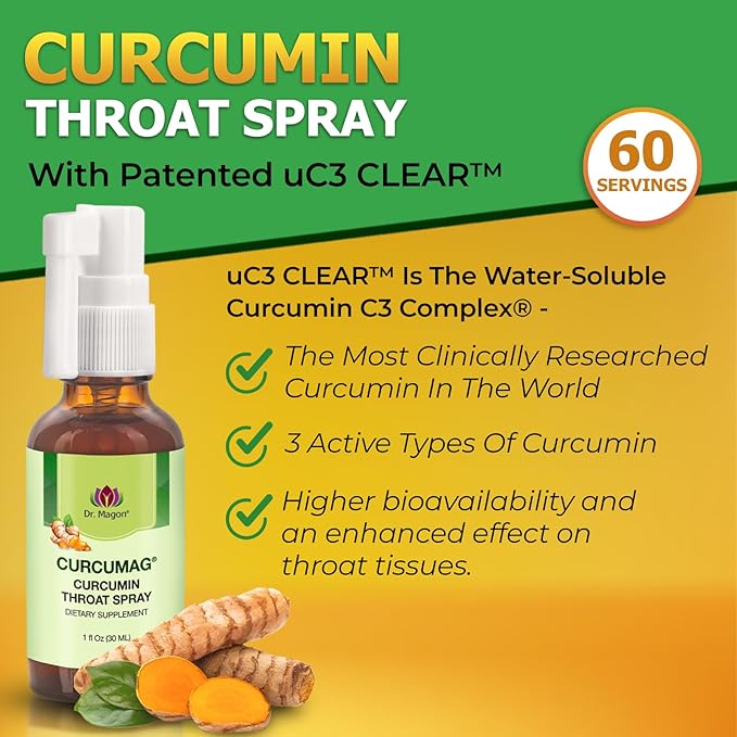 Natural Turmeric Curcumin Throat Spray by UC3 Clear 1 Fluid