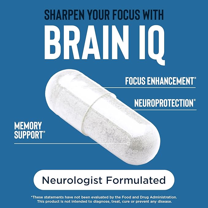 BrainIQ Nootropic Brain Supplements for Memory 60 Capsules