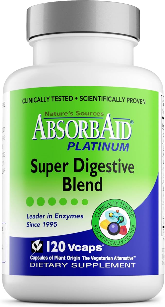 AbsorbAid Platinum Digestive Enzyme Support 120 12 Digestive 2 Probiotics