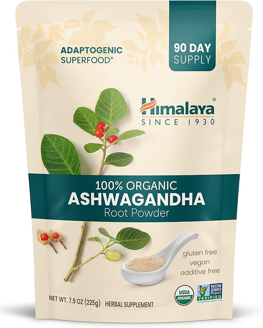 Himalaya Organic Ashwagandha Powder, Adaptogenic Superfood 7.9 oz, 3 Month