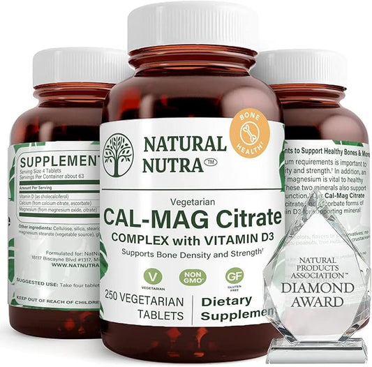 Natural Nutra Cal-Mag 1000/500 mg Citrate D3, Strengthen 250 Vegan