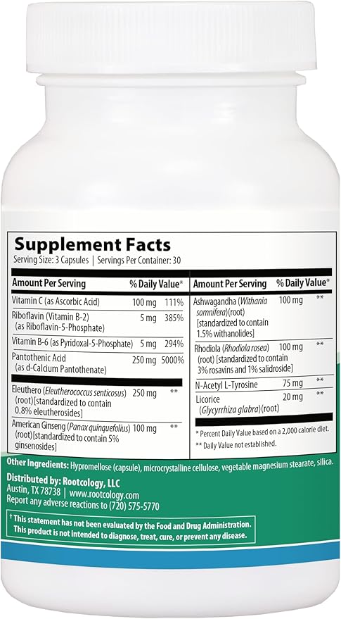 Adrenal Support - Rootcology Adaptogenic Herbal B6, Licorice (90 capsules)