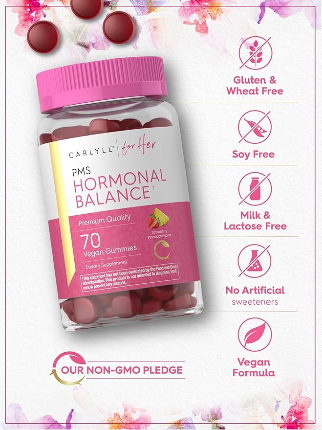 Carlyle Hormonal Balance for Women & PMS Supplement | 70 Gummies | Vitamin Complex | with Iron | Vegan, Non-GMO, Gluten Free | for Her