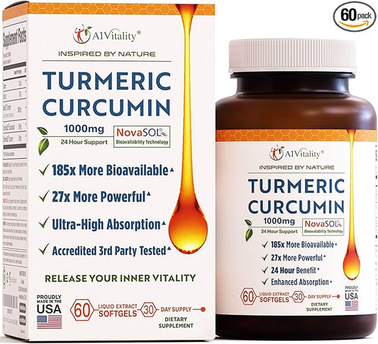 Turmeric Curcumin NovaSOL 1000mg 185x Bioavailable