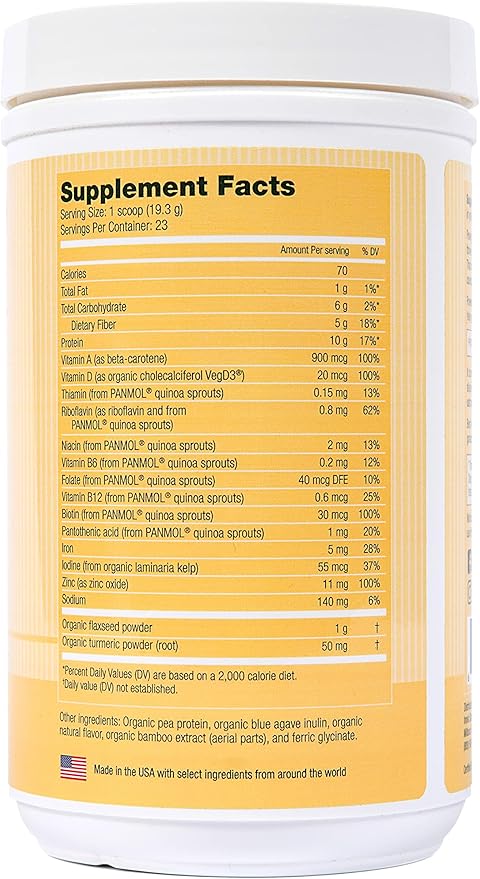 Plant Based Vegan Protein Unflavored- USDA 3, Turmeric,
