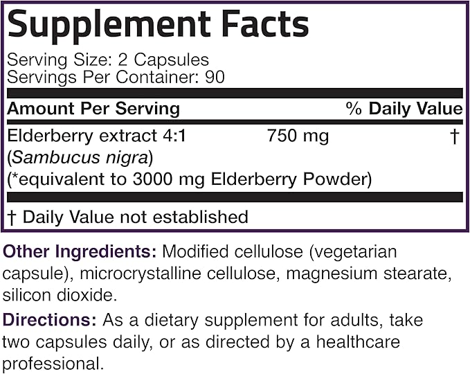 Bronson Elderberry Extra Strength, Supports Healthy 180 Vegetarian