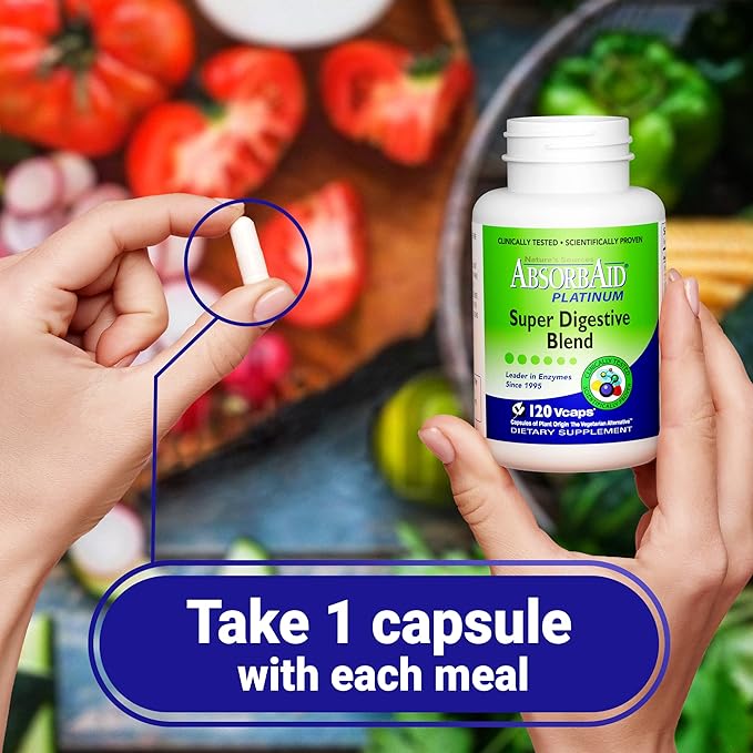AbsorbAid Platinum Digestive Enzyme Support 120 12 Digestive 2 Probiotics