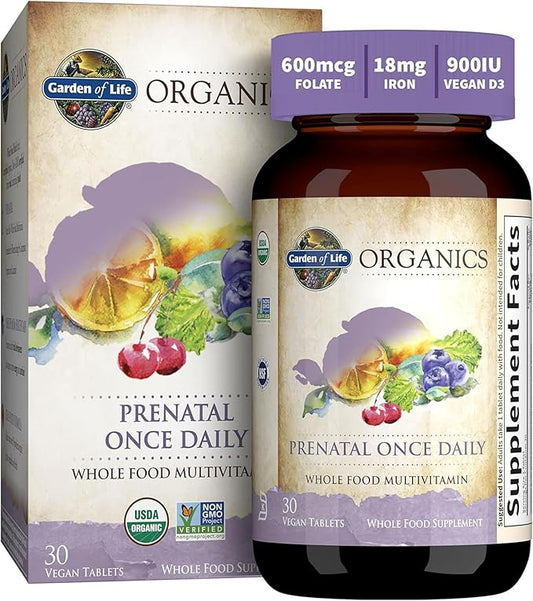 Garden of Life Organics Prenatal Vitamin: B6, B12, B12, D3 D3 – 30 Day