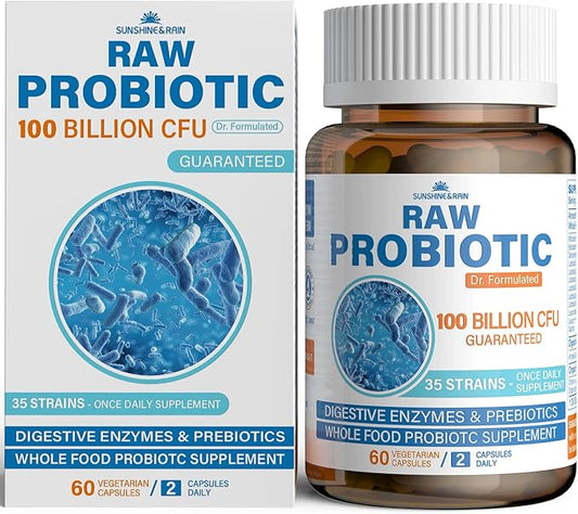 Raw Probiotics for Women & Men 100 Billion 35 Strains, 60 Vegan