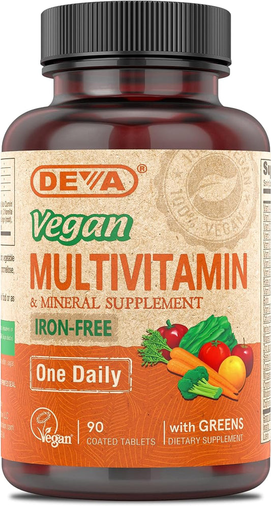 DEVA Vegan Multivitamin & Mineral Supplement Iron-Free 100% Vegan 90 Count 1)