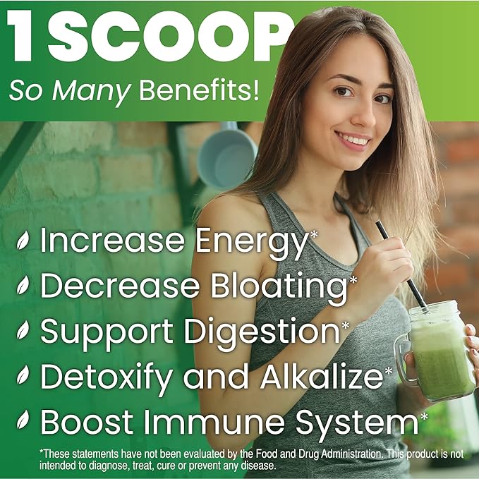 Natural Super Greens Powder Organic| Green Supplements| Great Tasting Fruits and Vegetables Juice & Smoothie Mix| Probiotics & Digestive Enzymes| Green Superfood Spirulina & Chlorella (Coconut)
