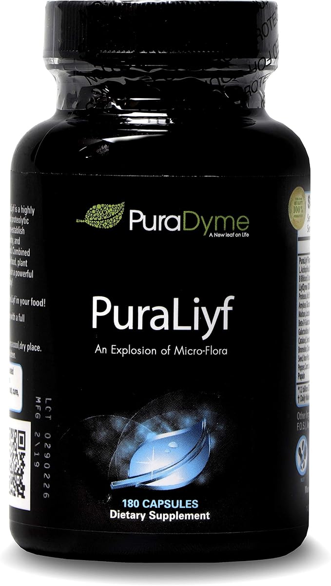 PuraDyme PuraLiyf Digestive Enzymes with Probiotics 180 Capsules