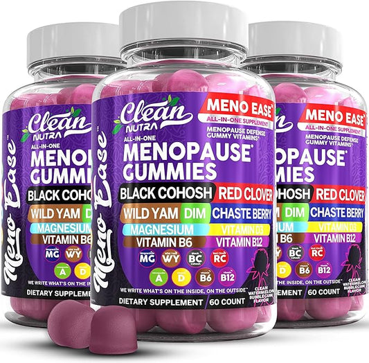 Menopause Supplement For Women Gummies with Black Cohosh, Wild Yam Magnesium, Red Clover For Menopause Relief Hormone Balance Night Sweats Mood Plus Bergamot, Vitamin D3, Vitamin B12, Vitamin B6 Clean