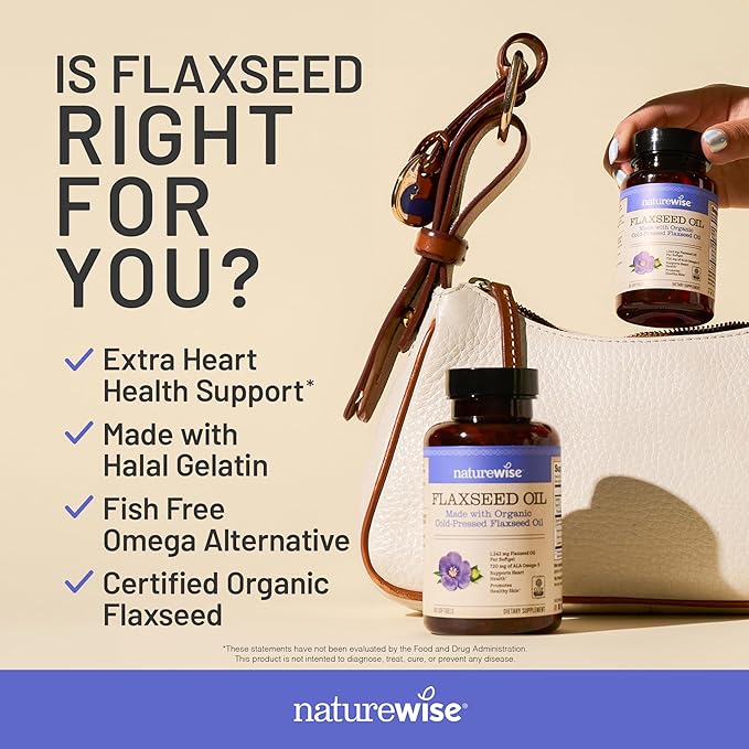 NatureWise Flaxseed Oil 1200 mg, Fish Free Omega 3 6 9 with 720mg ALA, Dietary Supplement for Heart Health Support - Organic, Cold Pressed, Non-GMO - 240 Softgels[8-Month Supply]