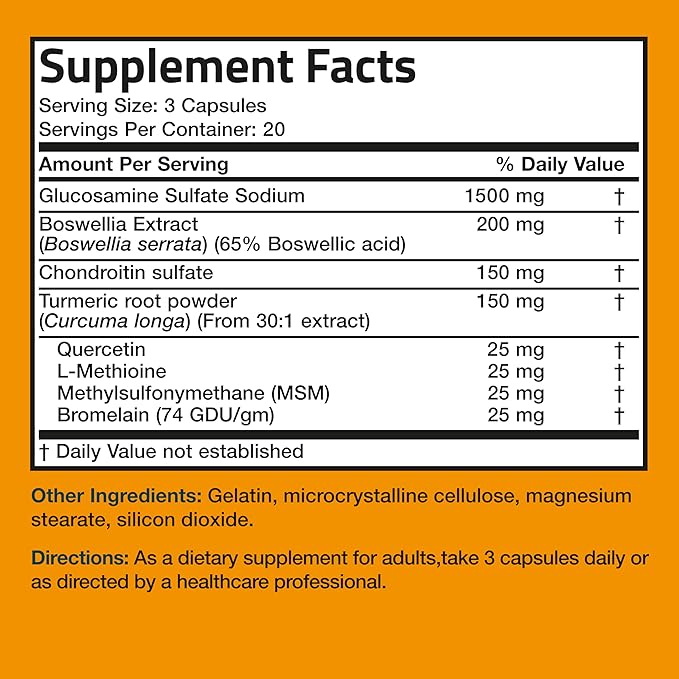Bronson Glucosamine Chondroitin Turmeric & MSM 60 Capsules