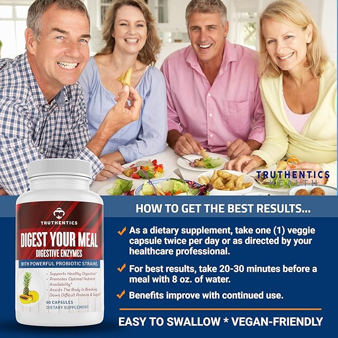 Digestive Enzymes Plus Probiotics with Bromelain, 60 Capsules