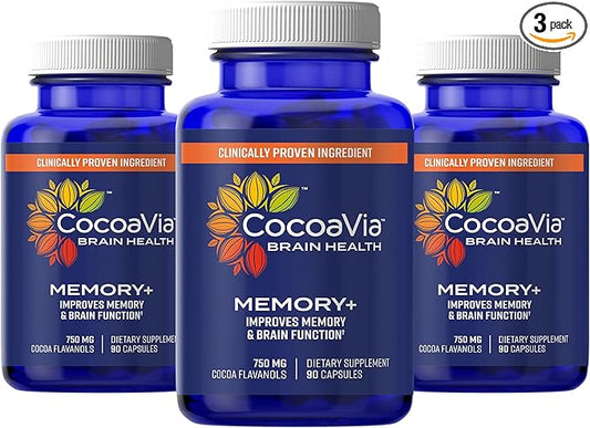 CocoaVia Memory+ Brain Supplement, 90 Day, 750 mg 270 Capsules